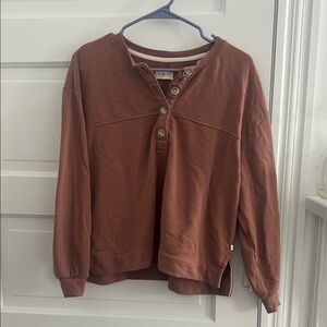 Lou & Grey Brown Button-Up Top
